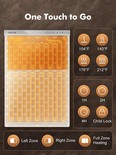 4 3 Countertop Food Warming Mat, Electric Food Warming Tray with Adjustable Temperature, Timer, Full Surface Heating