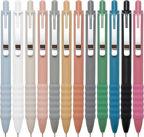 Ballpoint Pens Black Ink, Ball Point Pen with Super Soft Grip, Medium Point 1.0mm Office Pens (Silver 12-count)