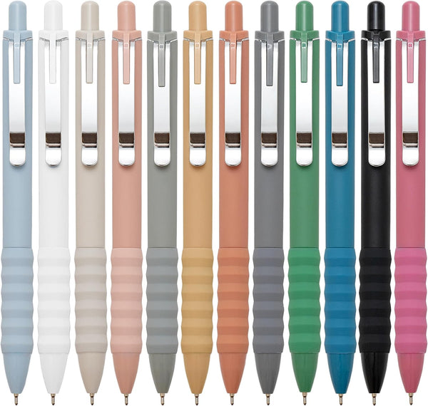 Ballpoint Pens Black Ink, Ball Point Pen with Super Soft Grip, Medium Point 1.0mm Office Pens (Silver 12-count)