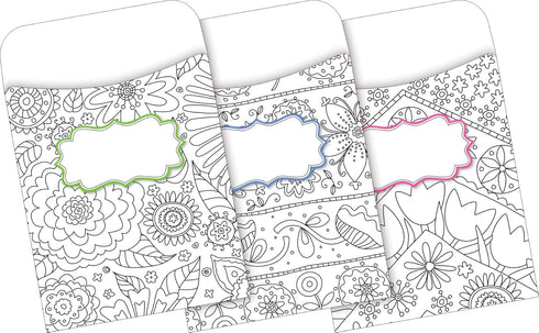 Barker Creek File Folder and Library Pocket Set, Color Me! in My Garden, 12 File Folders and 30 Library Pockets