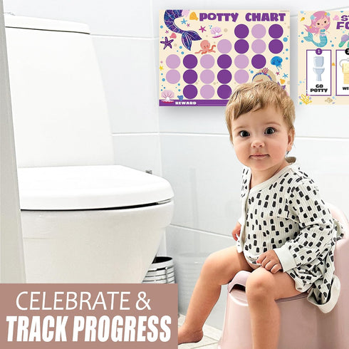 8.3 11.2 inches, 10 Pack 5 Pack Potty Training Chart for Girls, Mermaid Theme, x Chart with Reward Stickers