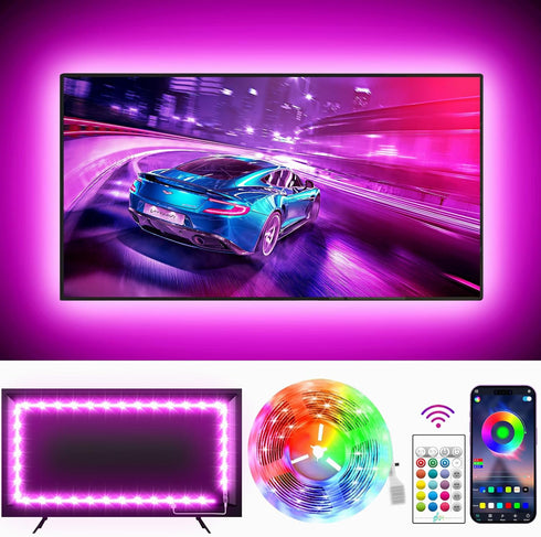 GIPOYENT TV Light Strip, Music Sync LED TV Backlight for 32-50 Inch TV, RGB Color Changing Light Strip