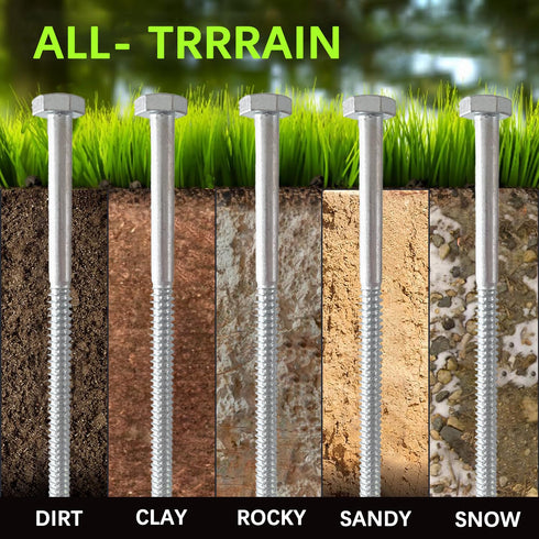 12pcs Heavy Duty 3/8 x 12 inch Tent Stakes, Ground Anchors for Camping, Trampoline, Carports, Canopies, High Winds