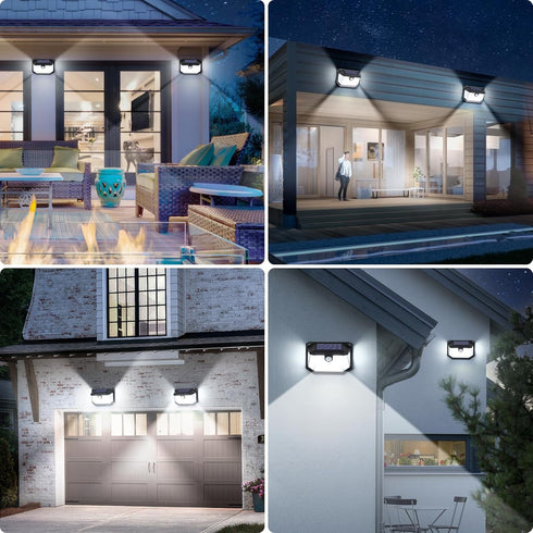 4-Pack 3 178 Solar Wall Lights Outdoor with Modes & Reflector, Waterproof Bright LEDs Motion Sensor Security Lights