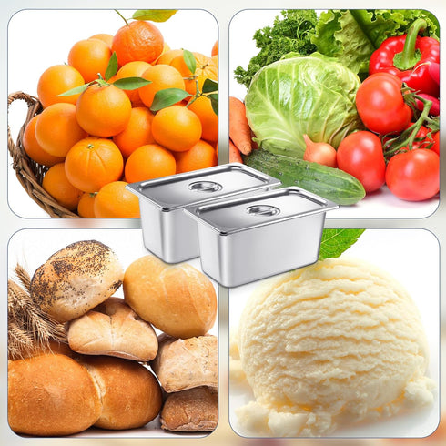 Mifoci 4 Pack Stainless Steam Hotel Pan with Lid, Reusable Anti Rust for Home & Restaurant