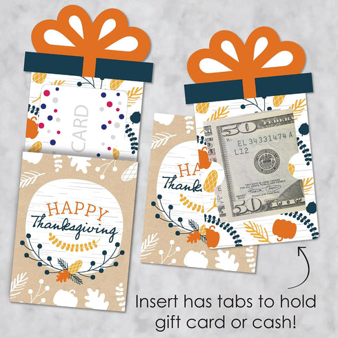 Set 8 Big Dot of Happiness Happy Thanksgiving - Fall Harvest Party Money and Gift Card Sleeves - Nifty Gifty Card