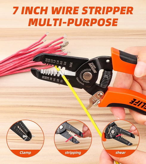 10-22 AWG Wire Stripper Cutter, Multi-Function Hand Tool with Professional Handle Design