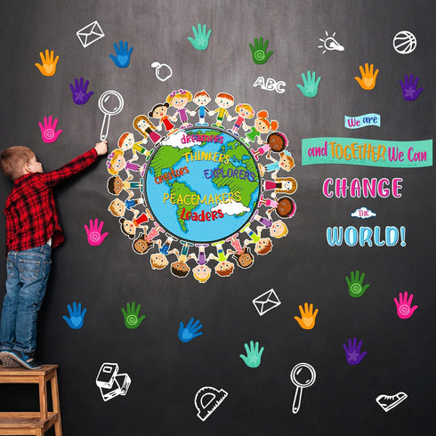 Tinlade 67 Pcs One World Together We Can Change The World Bulletin Board Set for Classroom
