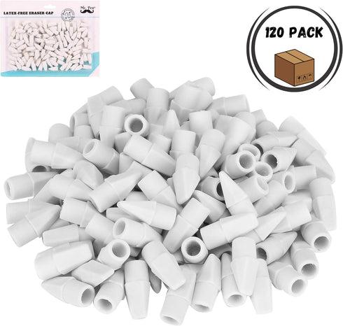 Mr. Pen White Pencil Top Erasers, 120 pc - Eraser Caps for Pencils, White Pencil Head Erasers