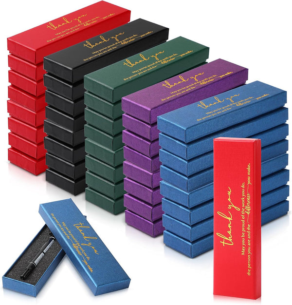 Fulmoon 24 Pcs Thank You Pen Boxes - Bulk Appreciation Gifts for Employees, Teachers, & Coworkers, No Pen