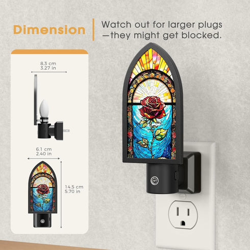 3000K Briignite Night Lights Plug into Wall, Gothic Night Light Vintage Style, Adjustbale Brightness, LED Warm White