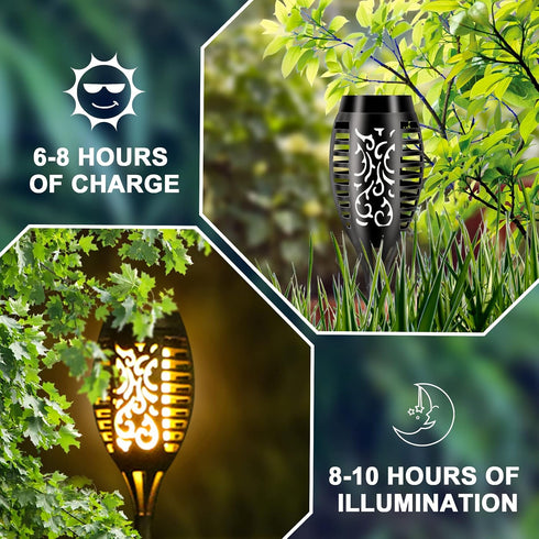 6 Pack, Solar Lights Outdoor Solar Torch Light with Flickering Flame, Waterproof Outdoor Lighting Solar Powered Pathway