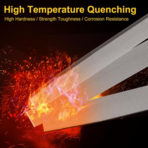 8'' Flat Hand Metal File, Ergonomic Rubberized Handle, High Carbon Steel for Trimming, Removing, Sharpening