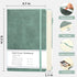 CAGIE A5 Lined Journal Notebook, 320 Pages, 100 GSM Thick Paper, Green Leather Hardcover for Writing and Note Taking