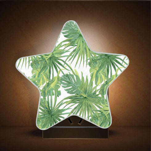 Burbuja 0.2W Tropical Leaves LED Night Light Plug into Wall Star-Shaped Nightlight Dusk to Dawn Auto Sensor for Bedroom