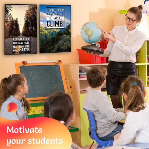 Motivational Wall Decor, Positive Affirmations, Set of 6 Inspirational Posters for Office Decor