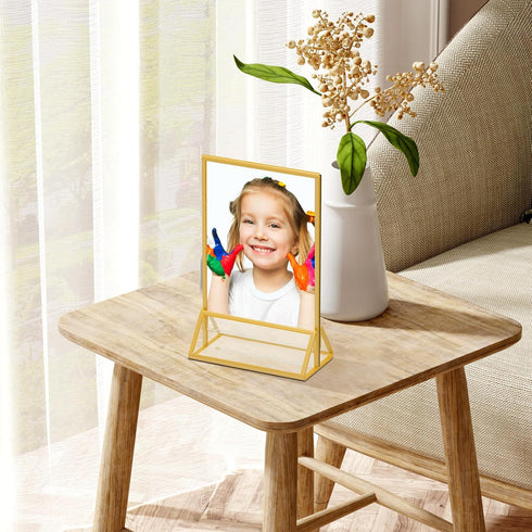 foltsyga 5x7 Holders5 7 Pack 6 Gold Picture Frame Double -Sided Acrylic Sign Holder,Wedding Signs Table Numbers Menu x