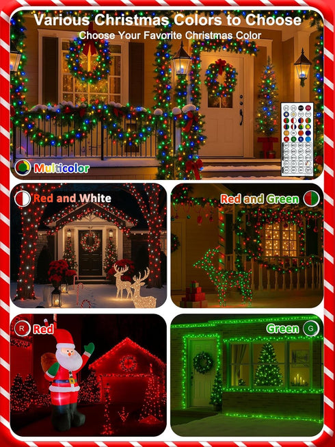 240LED 4th 95FT Smart of July String Lights App Controlled, Waterproof Red White and Blue Lights, Patriotic RGB Color