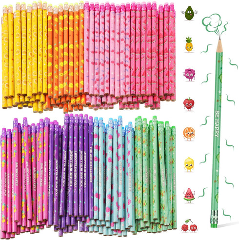 Leinuosen 300 Pcs Scented Pencils for Kids, Inspirational H Pencils with Erasers, Colorful Fun Wood Pencils