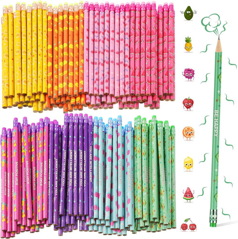 Leinuosen 100 Pcs Scented Pencils for Kids, Inspirational H Pencils with Erasers, Colorful Fun Wood Pencils