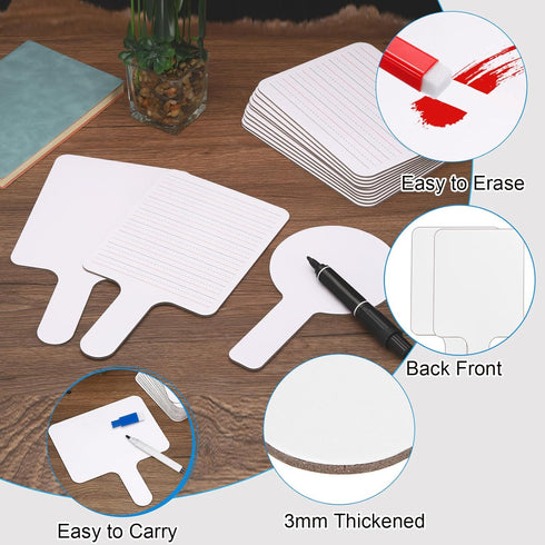 PATIKIL 11x6in Thickened Dry Erase Paddles, 10Pcs Handheld Boards - Double Side Square Answer Paddles for Teaching