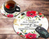 Round Mouse Pad and Coasters Set | Philippians 4-13 Scripture Inspirational Red Watercolor Flowers Mousepad