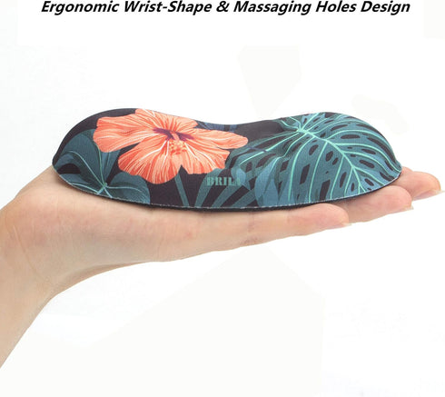 BRILA Ergonomic Memory Foam Mouse Wrist Rest Support Pad Cushion for Computer & Laptop - Floral Leaves Design