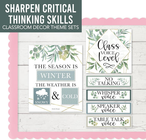 Hadley Designs Greenery Classroom Calendar Set, Bulletin Board Sets for Teachers