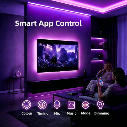 MORIACC 13.1ft 32-65 Inch LED Lights for TV, Behind TV Backlight for TV, Music Sync Strip Lights with APP and Remote