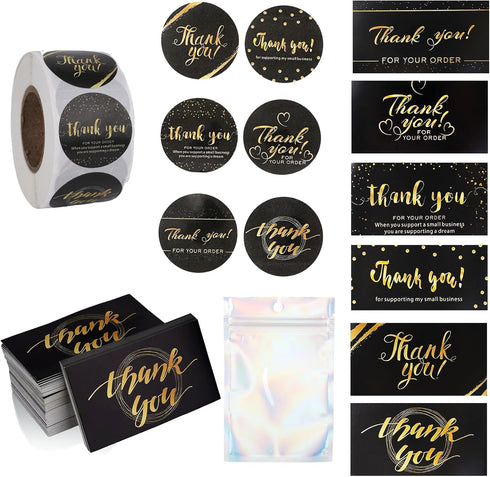 SXoonKing 670Pcs Thank You Cards and Stickers Set- 500 Thank You for Supporting