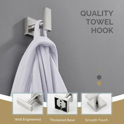 Angle Simple Bathroom Towel Hook, SUS304 Stainless Steel Single Shower Hanger, Brushed Nickel