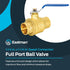 1-1/4 1-1/4 20067LF Eastman Heavy Duty Full Port Brass Ball Valve, in Sweat x in Sweat Connection