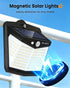 128LED 800LM IP65 Magnetic Solar Lights Outdoor, Motion Sensor Lights for Metal Fence, Waterproof Magnetic Outdoor