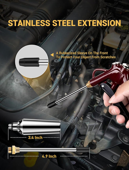 JASTIND Retro Red Air Blow Gun with Powerful Blast Air Nozzle and Steel Extension