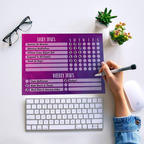 Dry Erase Whiteboard Task Planner with Removable Adhesive Decal, Fine-Tip Magnetic Marker Included (9 x 12 inches,