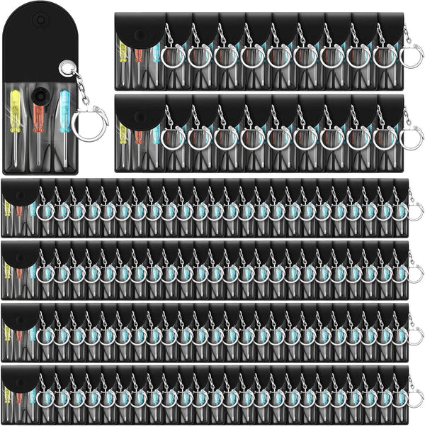 20 Pcs Mini Screwdriver Keychain Set, Portable Pouch with Snap Hook, Includes 3 Mini Slotted Screwdrivers