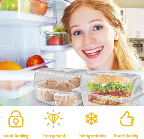 200 PCS Clear Plastic Square Hinged Containers, Disposable Clamshell Food Containers with Lids for To Go Items
