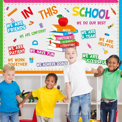 Motivational Bulletin Board Decoration Set, Classroom Affirmation Station Cutouts for Elementary School Home Wall