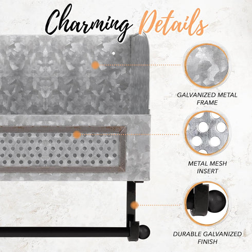 Country Autumn Alley Farmhouse Galvanized Toilet Paper Holder with Shelf Durable Wall Mount Tissue Paper Holder