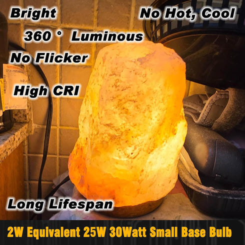 2W C7 E12 Bulb 300lm 2700K 120V E12 25W-40W Bulb, 2 Pack LED Salt Lamp Replacement Warm White Candelabra Base