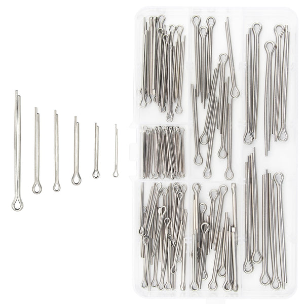 100PCS Cotter Pin Clip Key Fastener Fitting Assortment Kit - Made of 304 Stainless Steel