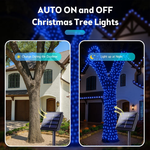 144FT 2 Pack 400LED 8 Extra-Long Solar String Lights for Outside, Solar Fairy Lights Outdoor Waterproof, Copper Wire