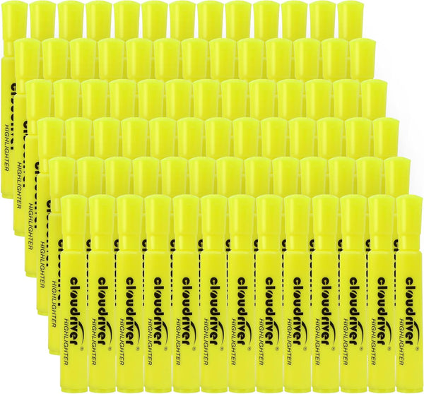 cloudriver Highlighters Bulk Pack of 78, Yellow Highlighter, Chisel Point, Quick Drying Ink, Suitable for Classroom,