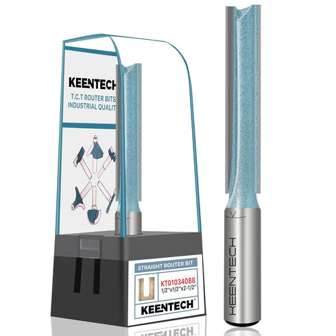 KEENTECH Carbide Tipped Extra Long Straight Router Bit for Woodworking, 1/2" Shank,