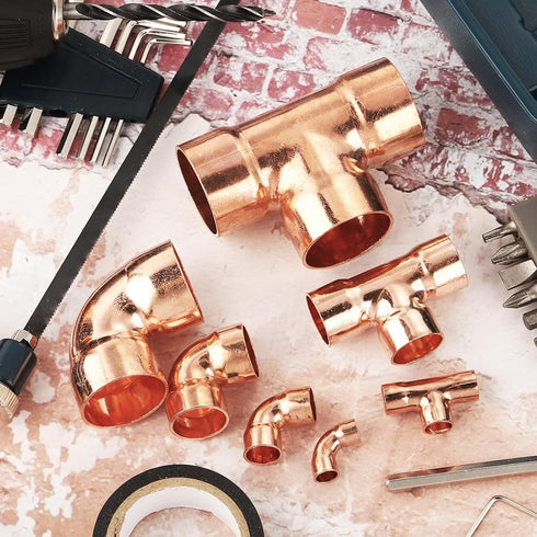 uxcell 3 Pcs 1.5 inch 90 Degree Elbow Copper Pipe Fitting Connector for Plumbing, Sweat Solder Connection