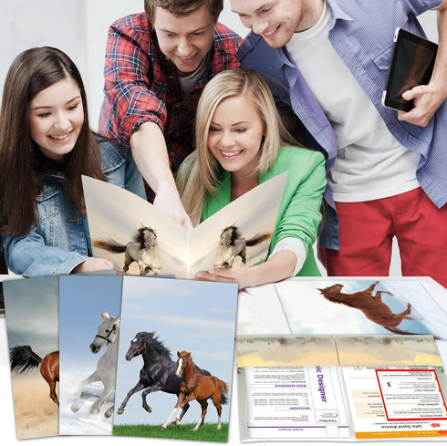 Horse Decorative File Folder Set, 2-Pocket Folder Set with 6 Designs, Laminated Folder for Teachers Students School