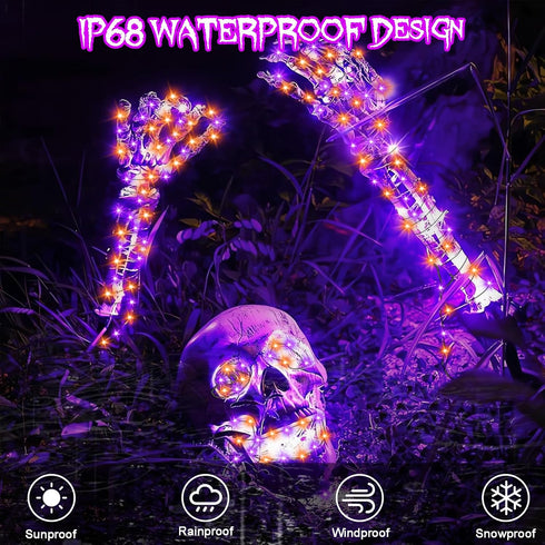 4 Pack 131.2Ft 400 8 Halloween Solar Fairy Lights LEDs Outdoor Twinkle Lights with Modes, Waterproof Silver Wire String