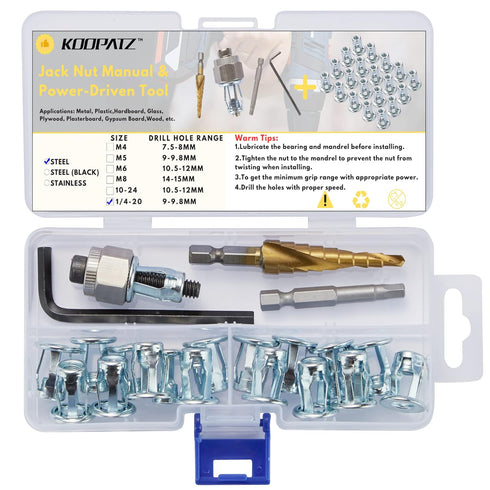 KOOPATZ 1/4-20 Jack Nut with Installation Tool Threaded Insert Petal Nuts Nutserts Jacknut