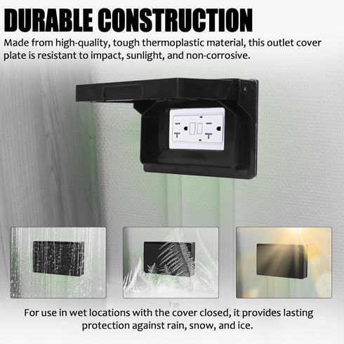 2-Pack Black RV Exterior Power Outlet Cover Plate, Weatherproof Seal for GFI/GFCI Receptacles