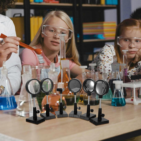 6pcs Set Didiseaon Optical Experiment Kit for Science Classroom Physics Teaching Including Plane Mirror, Convex